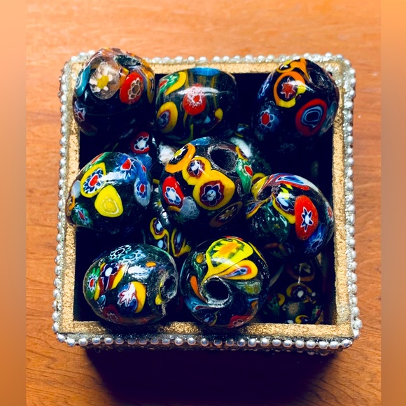 Large Hole Millefiori DIY Assorted Hand Painted Porcelain Beads (Lot of 10) - Picture 1 of 9